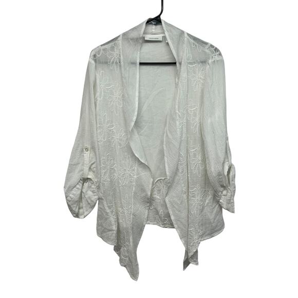 Cottagecore Embroidered Open Front Cardigan Tantrums White Cotton XL - Picture 1 of 6